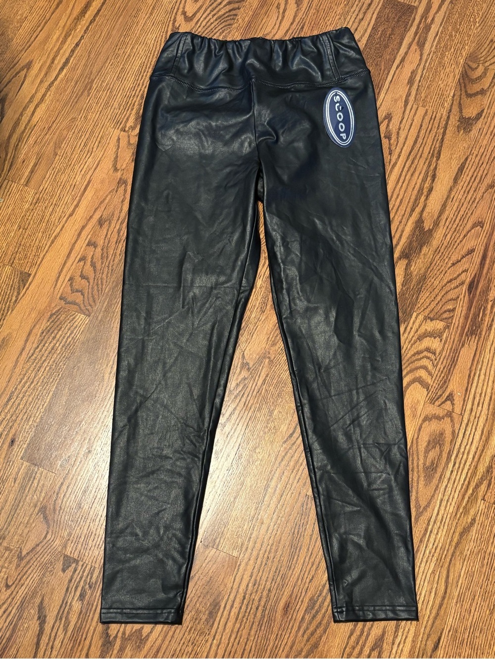 NWT Scoop Women's Faux Leather Stretch Leggings Black Size M 8-10